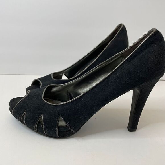 Fioni | Black| Suede| Peep Toe| Heel| 7 1/2 woman’s - Picture 7 of 12